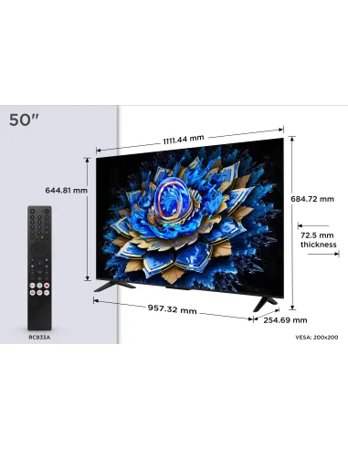 TCL 50T69C Pantalla QLED 50" 4K: Google TV, HDR y eARC HDMI