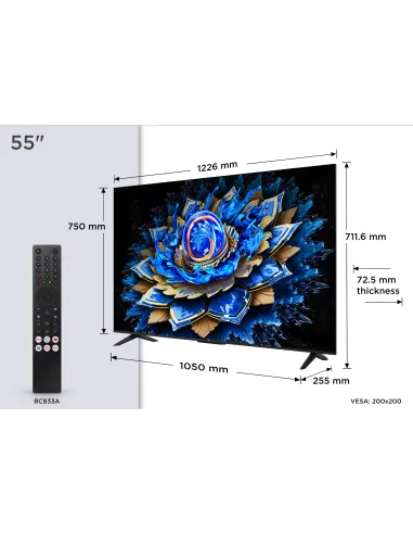 TCL 55T69C Pantalla QLED 55" 4K: Google TV, HDR y eARC HDMI
