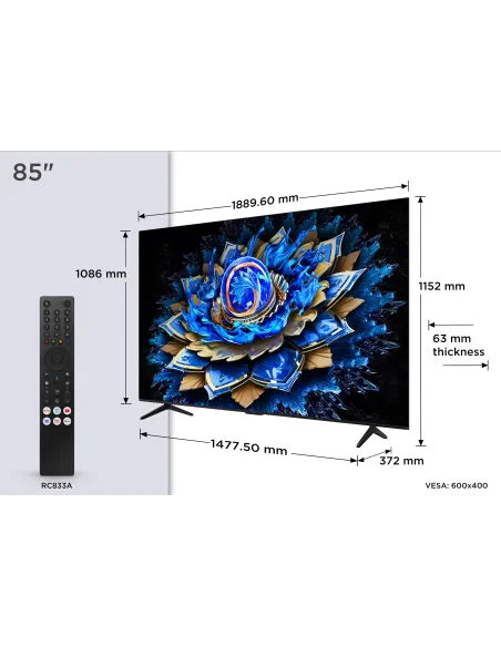 TCL 85T69C TV 85" QLED UHD 4K Smart TV DVB-T2