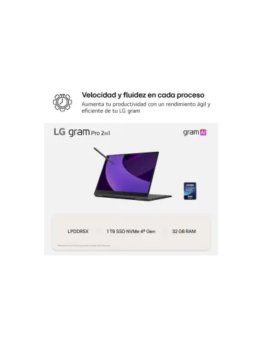 LG gram Pro 2en1 16T90TP-K.AD88BN pantalla OLED 3K Táctil
