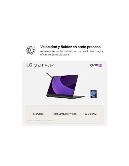 LG gram Pro 2en1 16T90TP-K.AD88BN pantalla OLED 3K Táctil