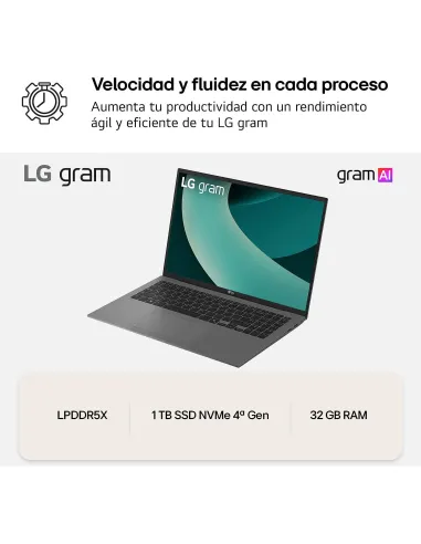 Portátil Ultrabook LG Gram AI 16Z90TL-G.AU88B 16" y W11 Pro