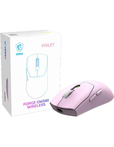 Ratón gaming MSI FORGE GM340 Wireless Violet de 57g 12000DPI