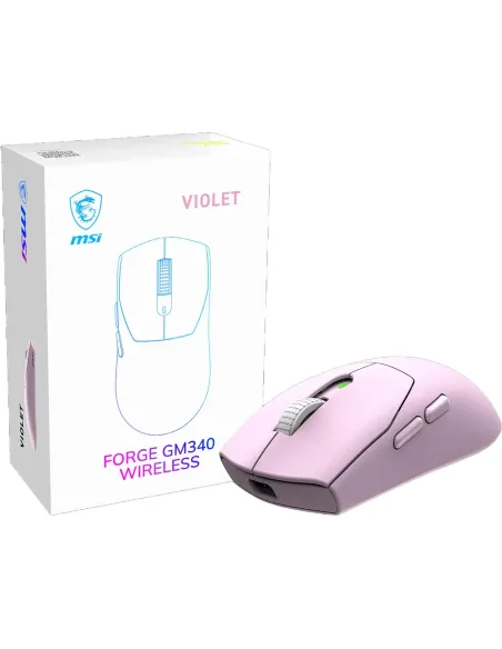 Ratón gaming MSI FORGE GM340 Wireless Violet de 57g 12000DPI