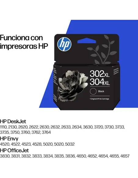 HP 302XL/304XL Negro: cartucho de tinta original XL