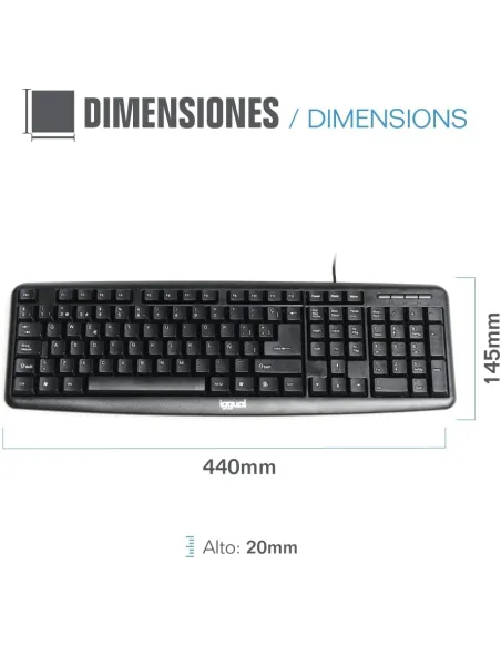 Iggual CK-BASIC-105T negro: teclado USB 105 teclas