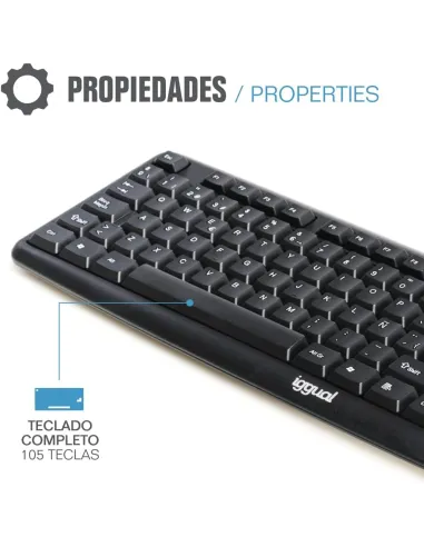 Iggual CK-BASIC-105T negro: teclado USB 105 teclas