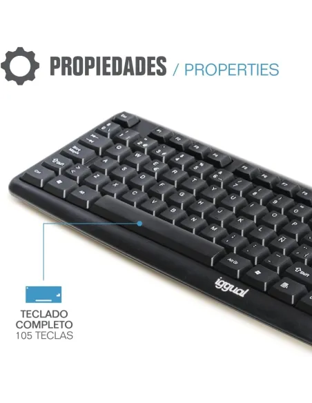 Iggual CK-BASIC-105T negro: teclado USB 105 teclas