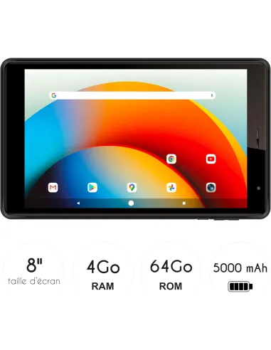 Tablet con Android 15 Logicom TAB 80 8" 4GB/64GB Negro