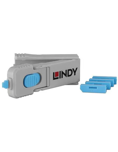 Lindy 40324 Llave bloqueadora de Puertos con 4 bloqueadores Azul