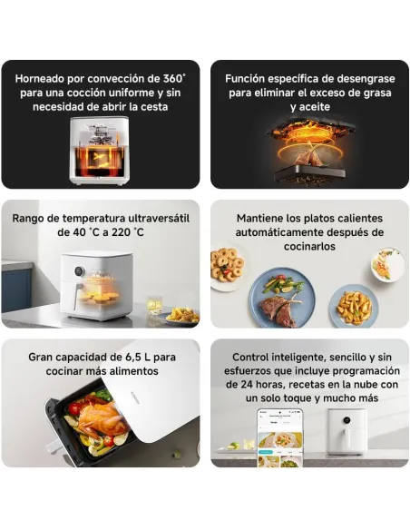 Xiaomi Smart Air Fryer 6.5L White: 1800W, app y accesorios