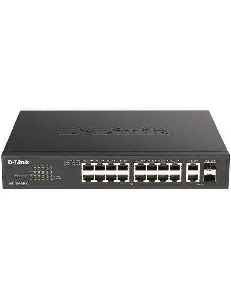 D-Link DGS-1100-18PV2 Switch Gestionado Smart Gigabit 18 Puertos (16x PoE+), Montaje Rack 1U, Capacidad 36 Gbps