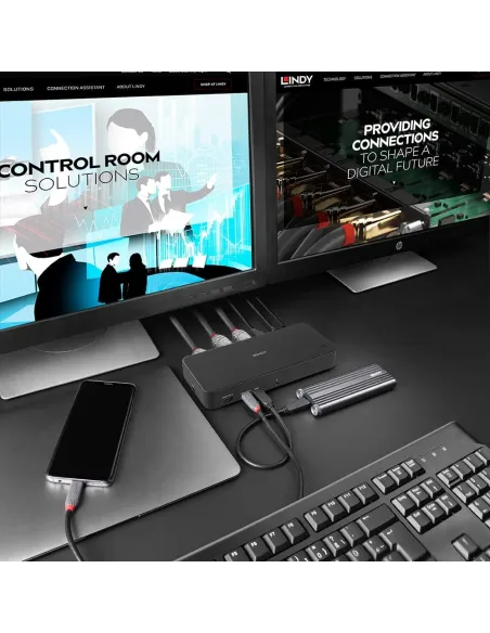 Dock USB-C/USB-A Lindy 43366 triple monitor 4K
