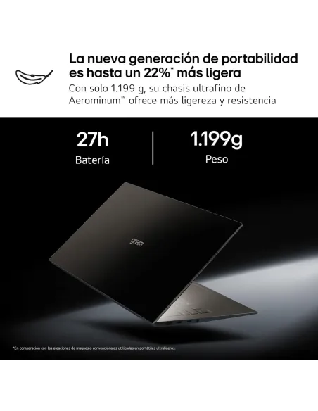Portátil LG Gram Pro IA 16Z90U-K.AUB5BN con Wi-Fi 7 ligero