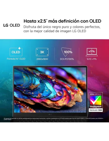 Portátil LG Gram Pro IA 16Z90U-K.AUB5BN con Wi-Fi 7 ligero