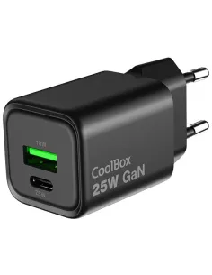 CoolBox COO-CUP-25CA-B Cargador de Pared USB 25W GaN-ADAP65825