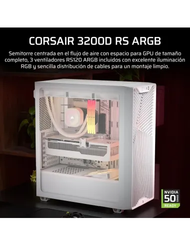 Caja ATX Corsair 3200D RS ARGB Blanca (Smoke) con USB-C
