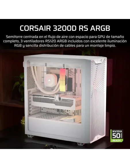 Caja ATX Corsair 3200D RS ARGB Blanca (Smoke) con USB-C