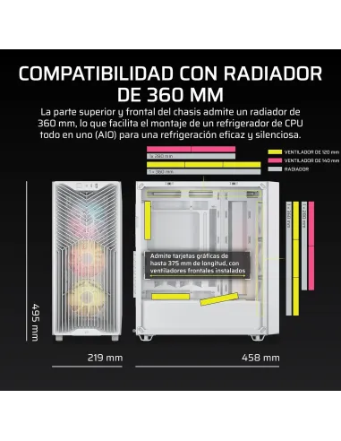 Caja ATX Corsair 3200D RS ARGB Blanca (Smoke) con USB-C
