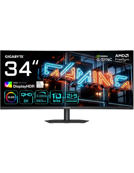 Gigabyte MO34WQC36 34" UltraWide Quad HD 360Hz QD-OLED Curvo Ajuste Altura