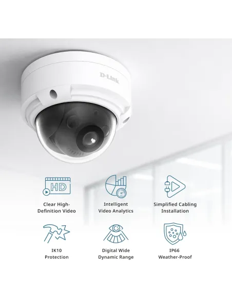 D-Link BCD-P01 cámara IP domo PoE 2MP IK10 IR 30 m