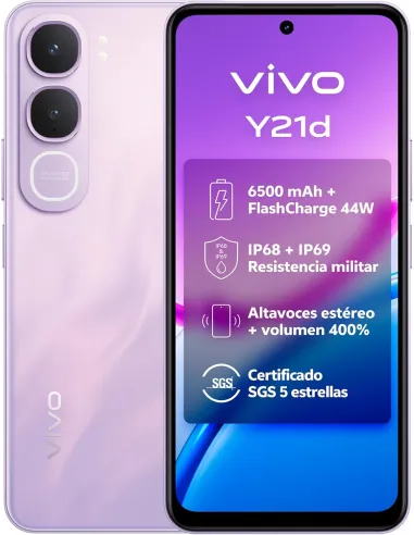 Vivo Y21D 4G 4GB 128GB Lavanda Purple Pantalla HD+ de 6,68" y 90 Hz Doble SIM