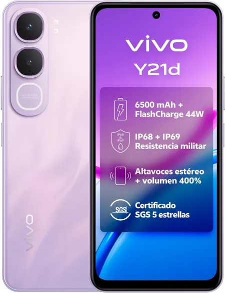 Vivo Y21D 4G 4GB 128GB Lavanda Purple Pantalla HD+ de 6,68" y 90 Hz Doble SIM