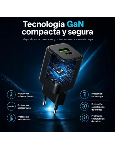 CoolBox COO-CUP-25CA-B cargador GaN USB-C 25W PD PPS
