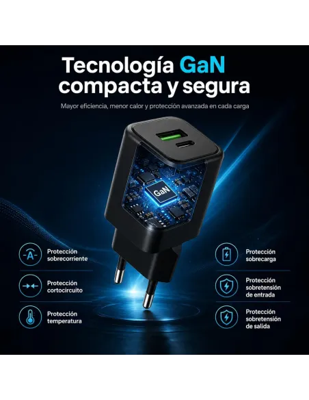 CoolBox COO-CUP-25CA-B cargador GaN USB-C 25W PD PPS
