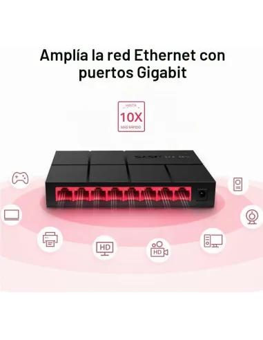 Mercusys MS108G negro switch Gigabit 8 puertos RJ-45