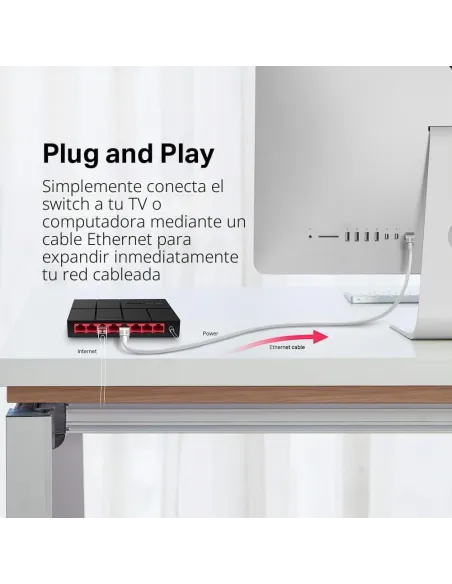 Mercusys MS108G negro switch Gigabit 8 puertos RJ-45