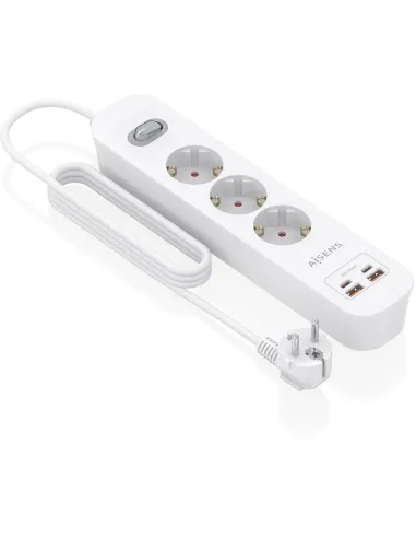 Aisens ASPS-2A2C10-W regleta de tomas 3 Schuko USB-C PD 20W