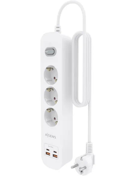 Aisens ASPS-2A2C10-W regleta de tomas 3 Schuko USB-C PD 20W