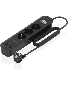 Aisens ASPS-2A2C11-BK Regleta de 3 Tomas 2 USB-A 2 USB-C con Protección e Interruptor-AELREG0135