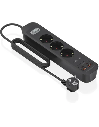 AISENS ASPS-2A2C11-BK regleta de 3 tomas Schuko USB-C PD 20W