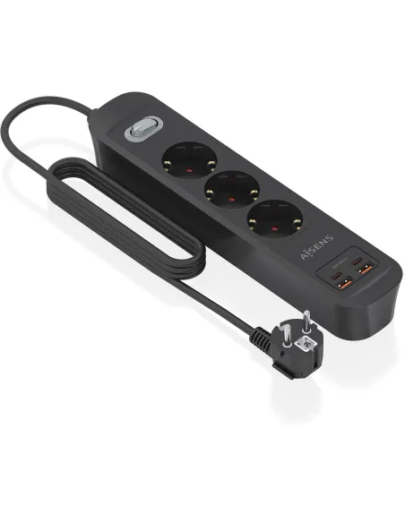 AISENS ASPS-2A2C11-BK regleta de 3 tomas Schuko USB-C PD 20W