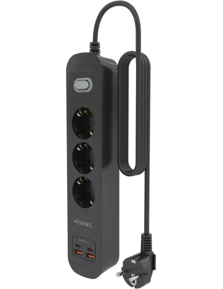 AISENS ASPS-2A2C11-BK regleta de 3 tomas Schuko USB-C PD 20W