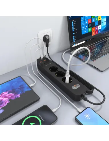AISENS ASPS-2A2C11-BK regleta de 3 tomas Schuko USB-C PD 20W