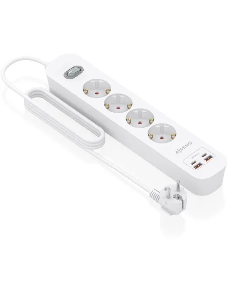 AISENS ASPS-2A2C12-W regleta de 4 tomas Schuko USB-C PD 20W