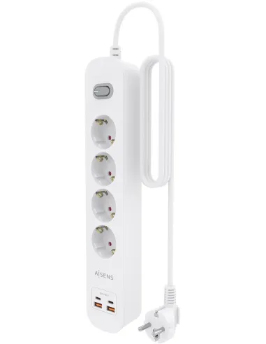 AISENS ASPS-2A2C12-W regleta de 4 tomas Schuko USB-C PD 20W