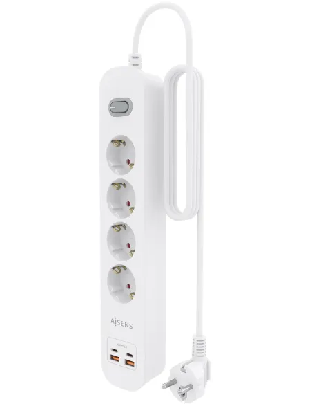 AISENS ASPS-2A2C12-W regleta de 4 tomas Schuko USB-C PD 20W