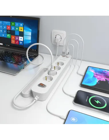 AISENS ASPS-2A2C12-W regleta de 4 tomas Schuko USB-C PD 20W