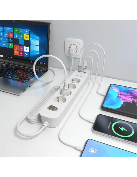 AISENS ASPS-2A2C12-W regleta de 4 tomas Schuko USB-C PD 20W