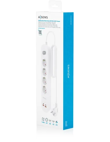 AISENS ASPS-2A2C12-W regleta de 4 tomas Schuko USB-C PD 20W