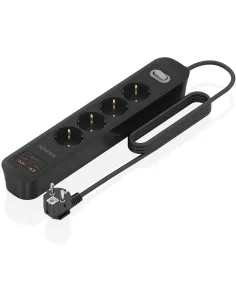Aisens ASPS-2A2C13-BK Regleta de 4 Tomas 2 USB-A 2 USB-C con Protección e Interruptor-AELREG0137