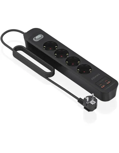 AISENS ASPS-2A2C13-BK regleta de 4 tomas Schuko USB-C PD 20W