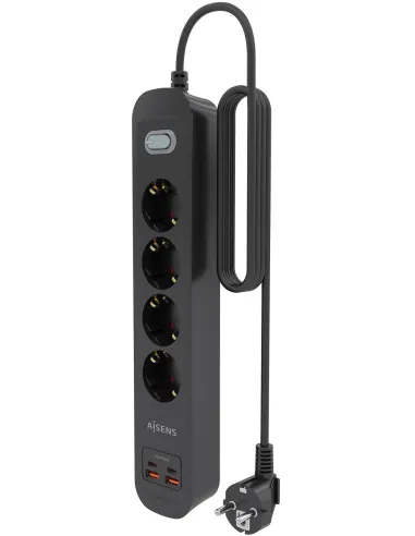 AISENS ASPS-2A2C13-BK regleta de 4 tomas Schuko USB-C PD 20W