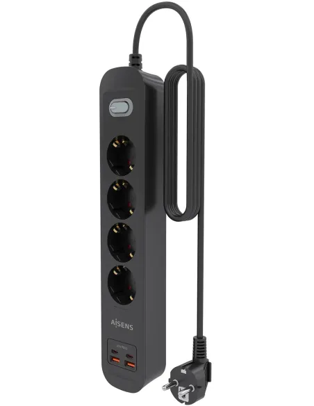 AISENS ASPS-2A2C13-BK regleta de 4 tomas Schuko USB-C PD 20W
