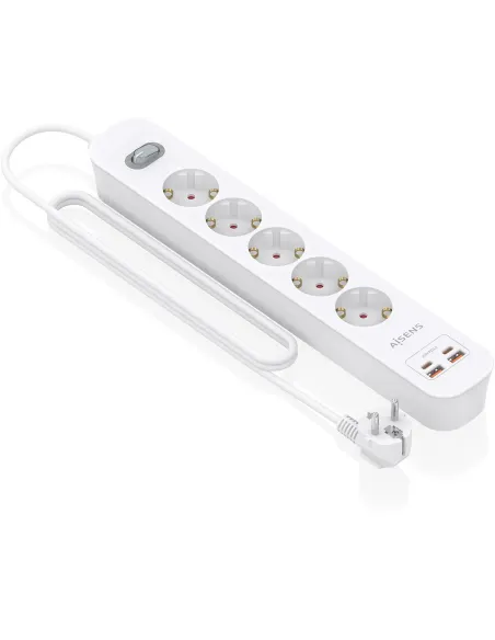 AISENS ASPS-2A2C14-W regleta de 5 tomas Schuko USB-C PD 20W