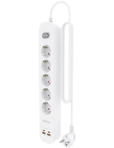 AISENS ASPS-2A2C14-W regleta de 5 tomas Schuko USB-C PD 20W